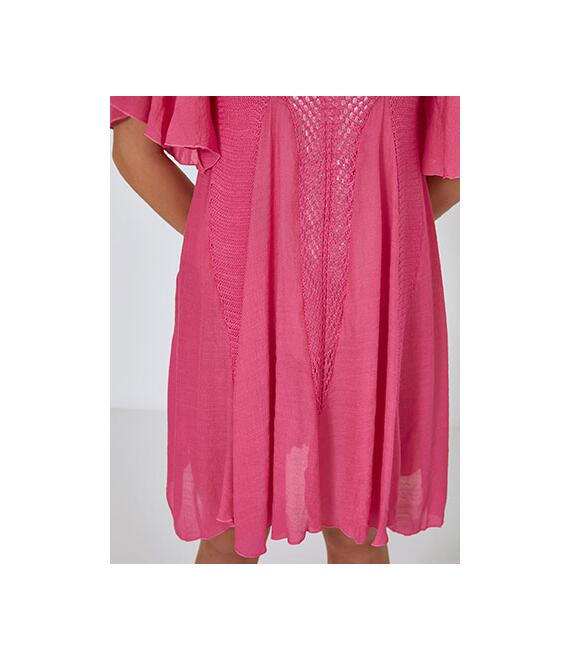 Φόρεμα καφτάνι με πλεκτές κροσέ λεπτομέρειες SM7610.8840+3