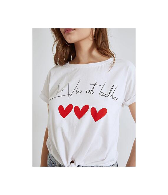 T-shirt με δέσιμο La vie est belle SM7642.4300+2