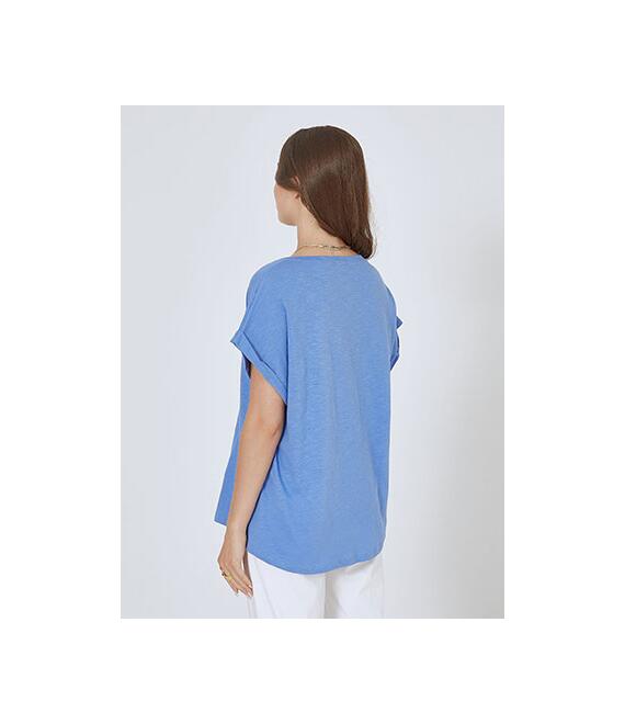 Βαμβακερή μπλούζα με γυριστό μανίκι SM9428.4681+6