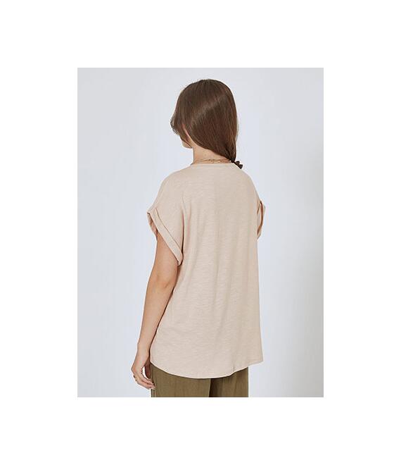 Βαμβακερή μπλούζα με γυριστό μανίκι SM9428.4681+5