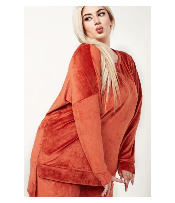 Μπλούζα Velvet Plus Size - Πορτοκαλί